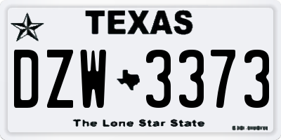 TX license plate DZW3373