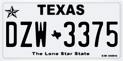 TX license plate DZW3375