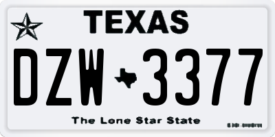 TX license plate DZW3377