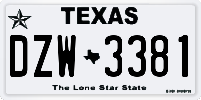 TX license plate DZW3381