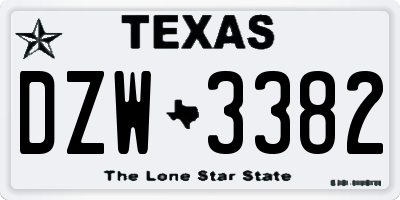 TX license plate DZW3382