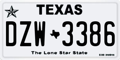 TX license plate DZW3386