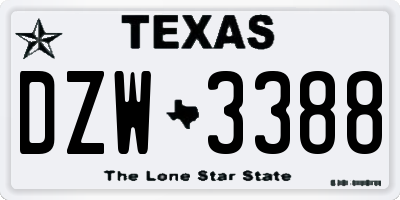 TX license plate DZW3388