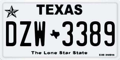 TX license plate DZW3389