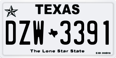 TX license plate DZW3391