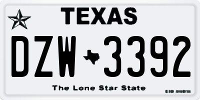 TX license plate DZW3392