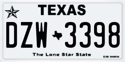 TX license plate DZW3398