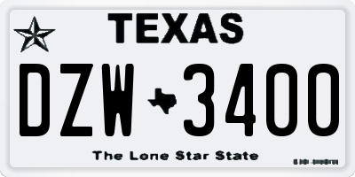 TX license plate DZW3400