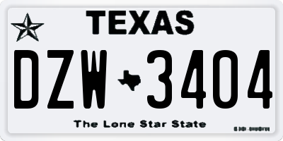 TX license plate DZW3404