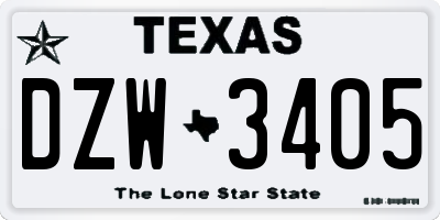 TX license plate DZW3405