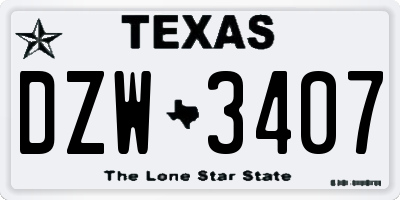 TX license plate DZW3407