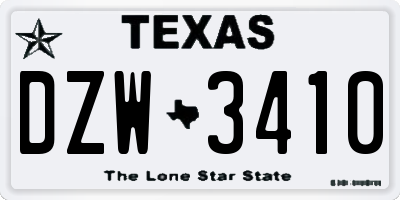 TX license plate DZW3410