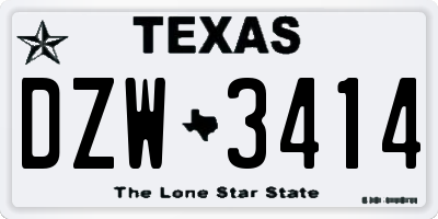 TX license plate DZW3414