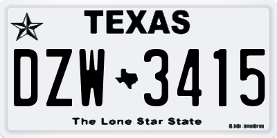 TX license plate DZW3415