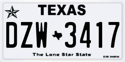 TX license plate DZW3417