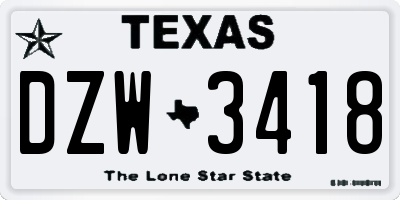 TX license plate DZW3418
