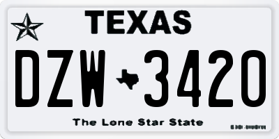 TX license plate DZW3420