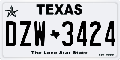 TX license plate DZW3424