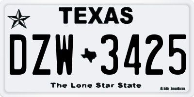 TX license plate DZW3425