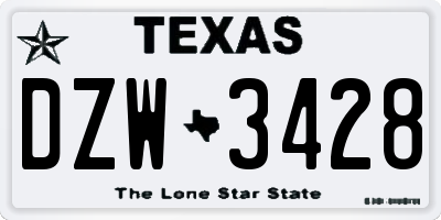 TX license plate DZW3428