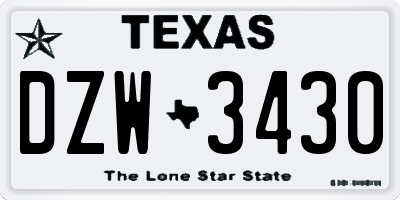 TX license plate DZW3430