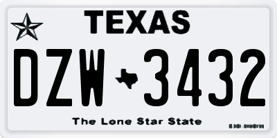 TX license plate DZW3432