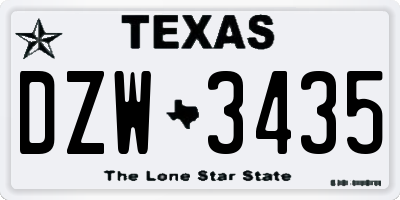 TX license plate DZW3435