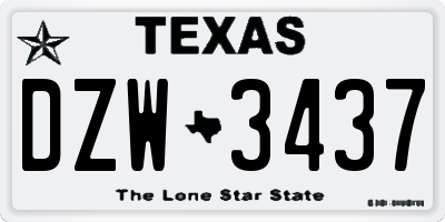 TX license plate DZW3437
