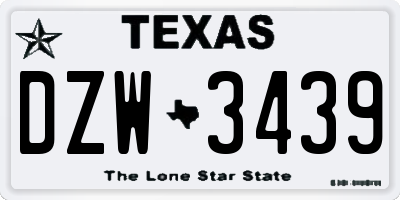 TX license plate DZW3439