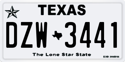 TX license plate DZW3441
