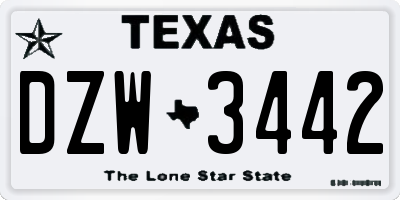 TX license plate DZW3442