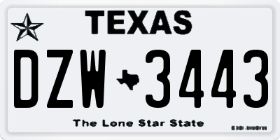 TX license plate DZW3443
