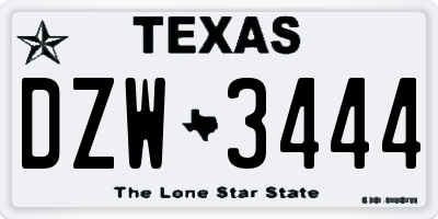 TX license plate DZW3444