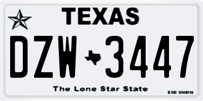 TX license plate DZW3447