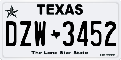 TX license plate DZW3452
