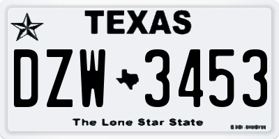 TX license plate DZW3453