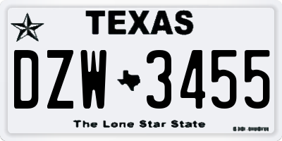 TX license plate DZW3455
