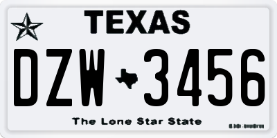 TX license plate DZW3456