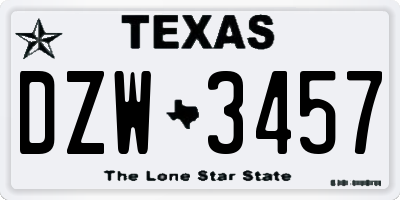 TX license plate DZW3457