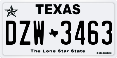 TX license plate DZW3463