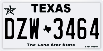 TX license plate DZW3464