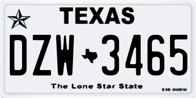 TX license plate DZW3465