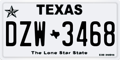 TX license plate DZW3468