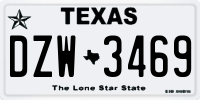 TX license plate DZW3469