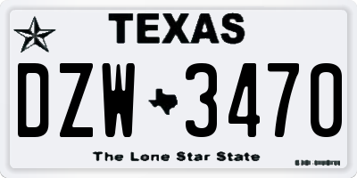 TX license plate DZW3470