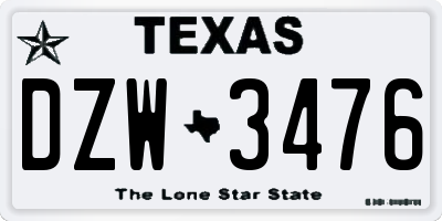 TX license plate DZW3476