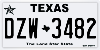 TX license plate DZW3482
