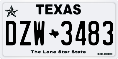 TX license plate DZW3483