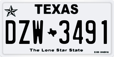 TX license plate DZW3491