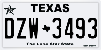 TX license plate DZW3493
